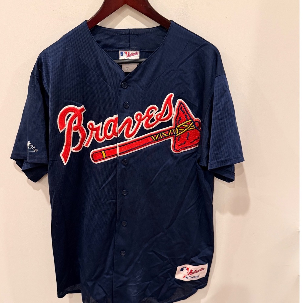 Vintage Atlanta Braves Majestic Authentic Jersey Large Blank Sewn MLB Made USA